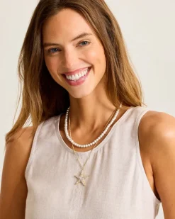 Tommy Bahama Moments in Paradise Star Layered Pearl Necklace-Women Jewelry