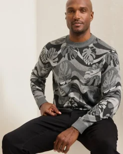 Tommy Bahama Monstera Camouflage Crew Sweater- Sweaters