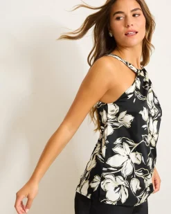 Tommy Bahama Noche Mar Satin Halter Top-Women Tops & Shirts