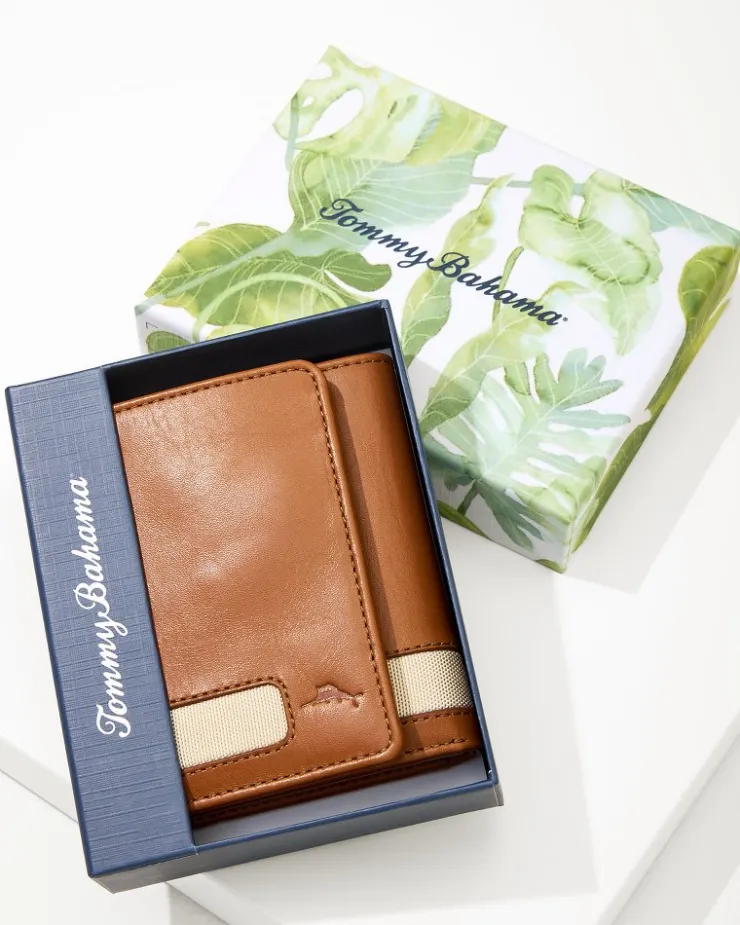 Tommy Bahama Nylon Inlay Trifold Wallet- Wallets & Tech Accessories