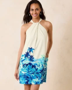Tommy Bahama Ocean Side Views Silk Halter Dress-Women Dresses