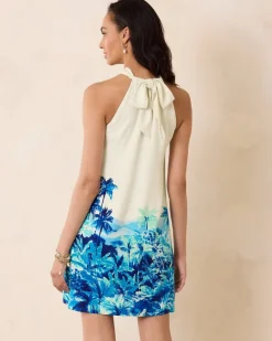 Tommy Bahama Ocean Side Views Silk Halter Dress-Women Dresses