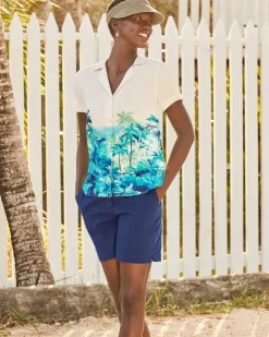 Tommy Bahama Oceanside Views Talulla Silk Camp Shirt-Women Tops & Shirts