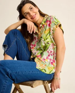 Tommy Bahama Orchid Bay Silk Camp Shirt-Women Tops & Shirts