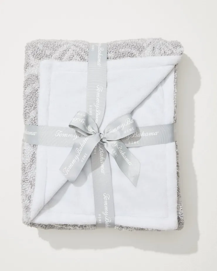 Tommy Bahama Palm Fronds Faux Teddy Throw- Throws