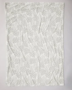 Tommy Bahama Palm Fronds Faux Teddy Throw- Throws