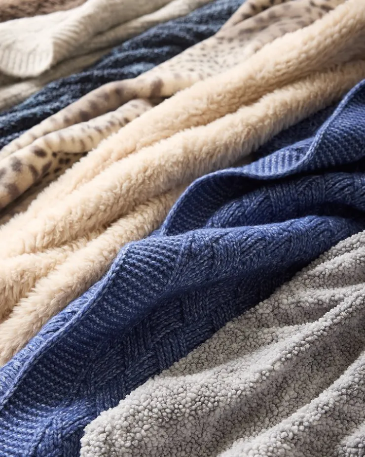 Tommy Bahama Palm Fronds Faux Teddy Throw- Throws