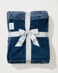 Tommy Bahama Palm Fronds Faux Teddy Throw- Throws