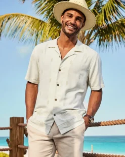 Tommy Bahama Pina Palms Embroidered Silk Camp Shirt- Shirts