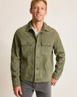 Tommy Bahama Pine Lake Suede Trucker Jacket- Jackets & Outerwear