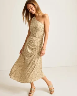 Tommy Bahama Playa Python Maxi One-Shoulder Dress-Women Dresses
