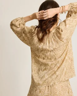 Tommy Bahama Playa Python Peasant Top-Women Tops & Shirts