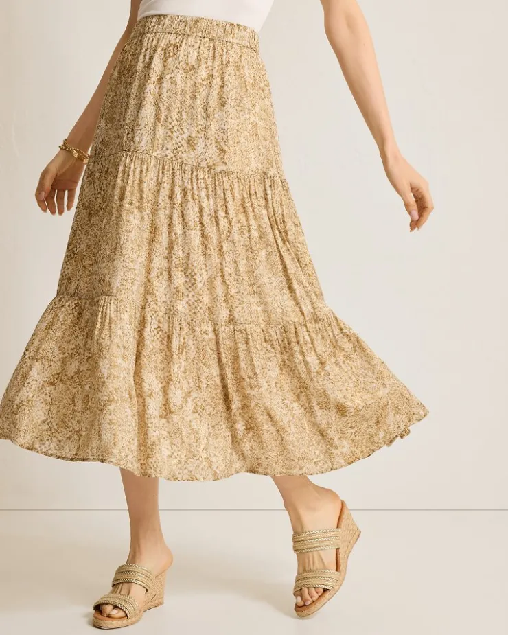 Tommy Bahama Playa Python Shimmer Midi Skirt-Women Skirts