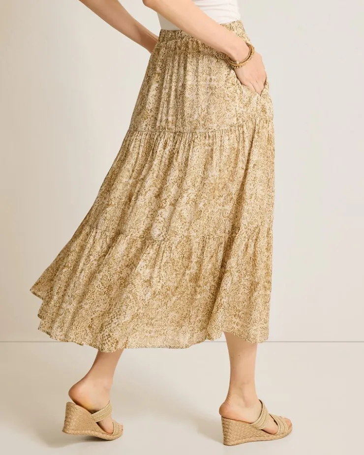 Tommy Bahama Playa Python Shimmer Midi Skirt-Women Skirts