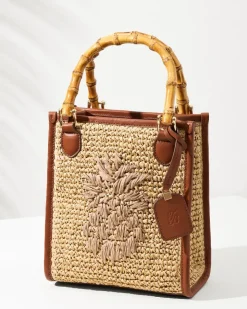 Tommy Bahama Raffia & Leather Bamboo Mini Tote-Women Handbags & Clutches