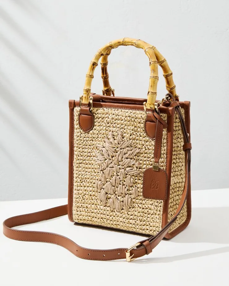 Tommy Bahama Raffia & Leather Bamboo Mini Tote-Women Handbags & Clutches