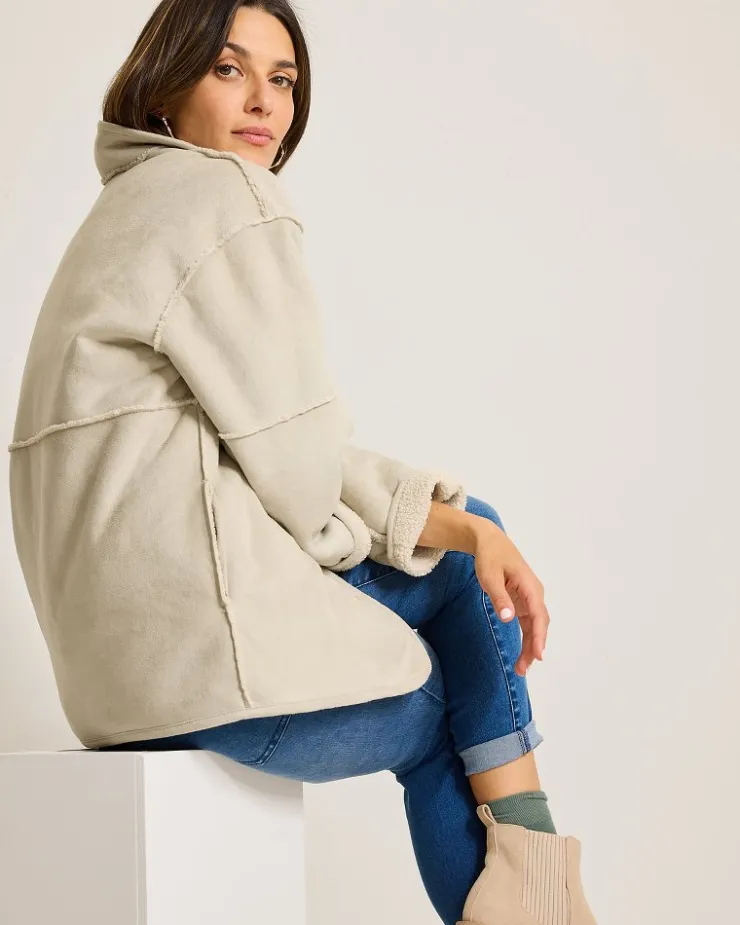Tommy Bahama Reversible Faux Shearling Coat-Women Jackets