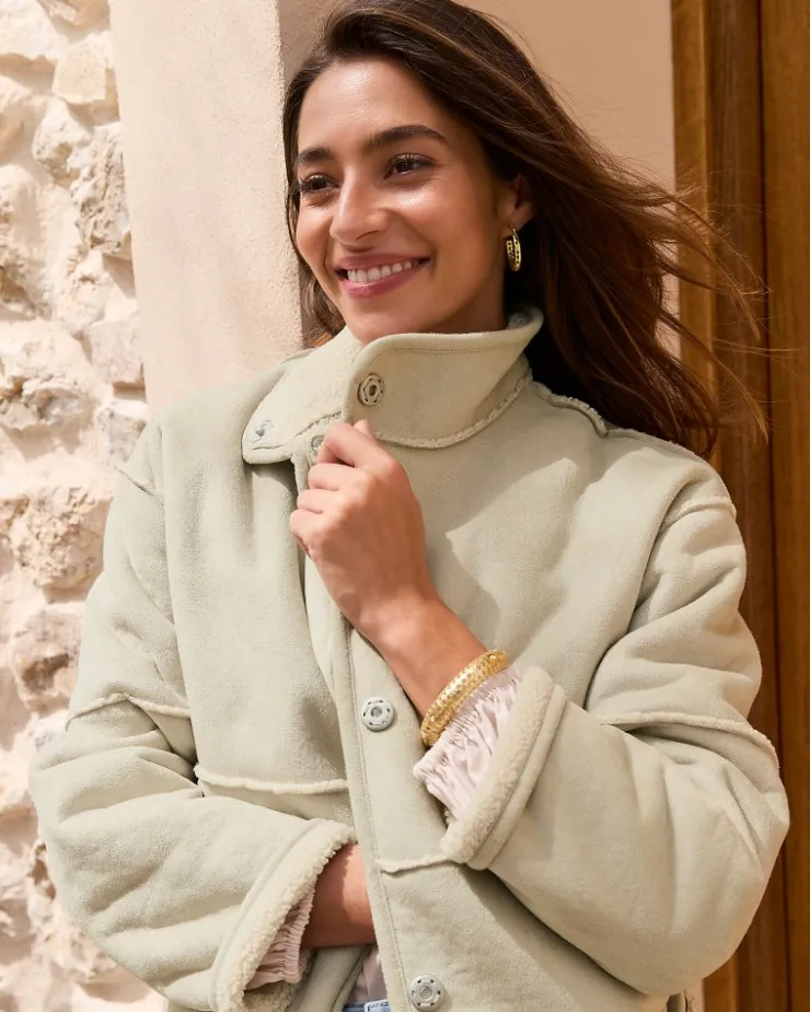 Tommy Bahama Reversible Faux Shearling Coat-Women Jackets