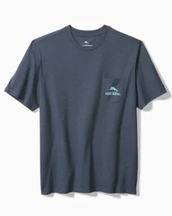 Tommy Bahama Rumming Back, Wine Retriever Pocket T-Shirt- T-Shirts