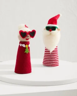 Tommy Bahama Santa & Mrs. Claus Bottle Topper Set- Drinkware & Bar