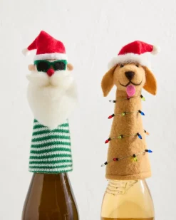 Tommy Bahama Santa & Retriever Bottle Topper Set- Drinkware & Bar