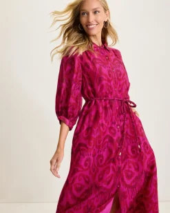 Tommy Bahama Seaside Ikat Midi Shirt Dress-Women Dresses