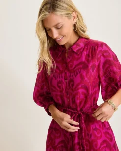 Tommy Bahama Seaside Ikat Midi Shirt Dress-Women Dresses