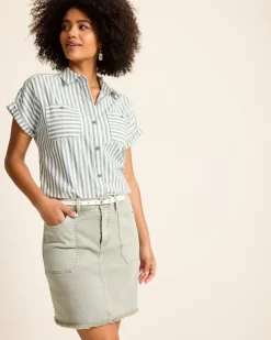 Tommy Bahama Seaway Stripe Coastal Twill Shirt-Women Tops & Shirts
