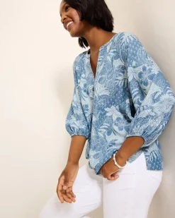 Tommy Bahama Secret Inlet 3/4-Sleeve Top-Women Tops & Shirts