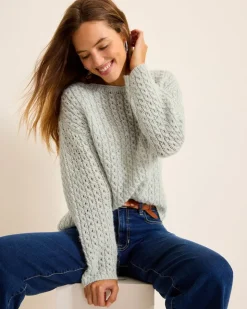 Tommy Bahama Shimmer Cable Boat-Neck Sweater-Women Sweaters