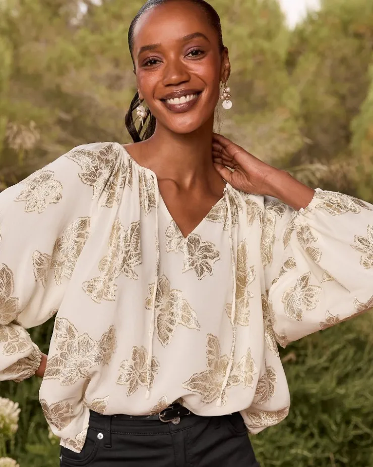 Tommy Bahama Shimmering Shores Peasant Top-Women Tops & Shirts