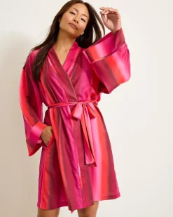 Tommy Bahama Short Satin Robe-Women Sleepwear
