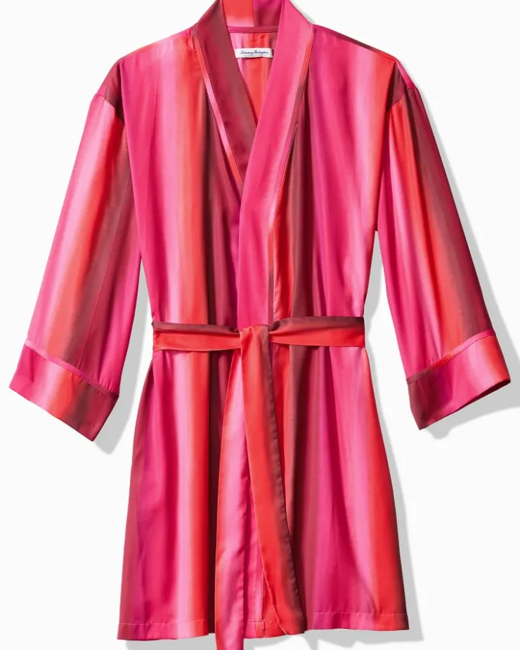 Tommy Bahama Short Satin Robe-Women Sleepwear