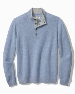 Tommy Bahama Soft Sands Cashmere Button-Mock Sweater- Sweaters