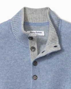 Tommy Bahama Soft Sands Cashmere Button-Mock Sweater- Sweaters
