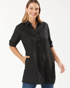 Tommy Bahama St. Lucia Linen-Blend Beach Shirt-Women Beach Coverups