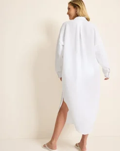 Tommy Bahama St. Lucia Linen-Blend Coverup Shirt Dress-Women Beach Coverups|Dresses
