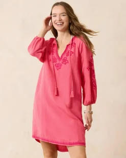 Tommy Bahama St. Lucia Linen-Blend Embroidered Coverup Dress-Women Beach Coverups|Dresses