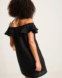 Tommy Bahama St. Lucia Linen-Blend Off-the-Shoulder Coverup Dress-Women Beach Coverups|Dresses