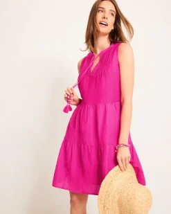 Tommy Bahama St. Lucia Linen-Blend Tiered Coverup Dress-Women Beach Coverups|Dresses
