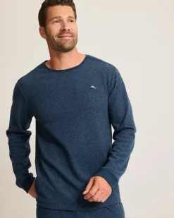 Tommy Bahama Textured Twill Stripe Crew Long-Sleeve Top- Loungewear & Pajamas