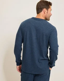 Tommy Bahama Textured Twill Stripe Crew Long-Sleeve Top- Loungewear & Pajamas
