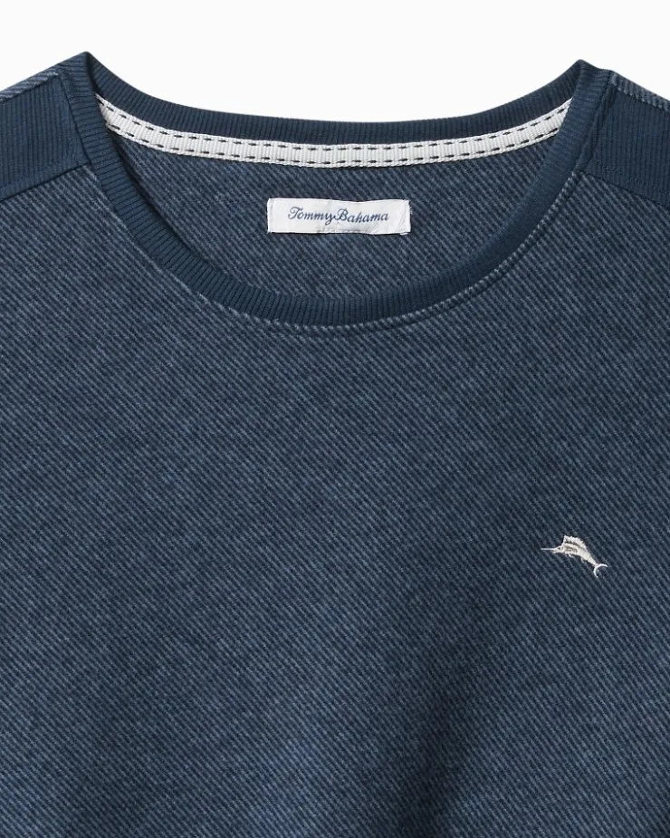 Tommy Bahama Textured Twill Stripe Crew Long-Sleeve Top- Loungewear & Pajamas