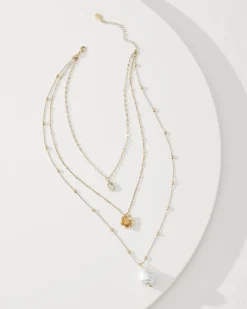 Tommy Bahama Tidal Treasure Floral Charm Layered Necklace-Women Jewelry