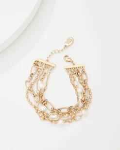 Tommy Bahama Tidal Treasure Pearl and Chain Layered Bracelet-Women Jewelry