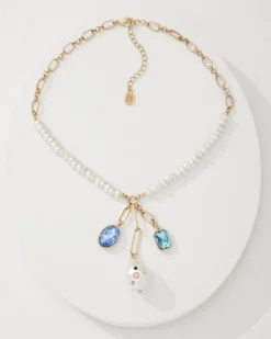 Tommy Bahama Tidal Treasure Pearl and Stone Charm Necklace-Women Jewelry