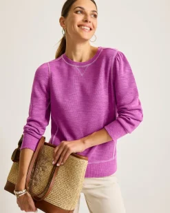 Tommy Bahama Tobago Bay Puff-Sleeve Crew Sweatshirt-Women Loungewear|Sweaters