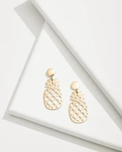 Tommy Bahama Tropical Blooms Pineapple Mother of Pearl Statement Earrings-Women Jewelry