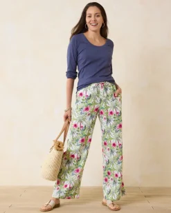 Tommy Bahama Two Palms Coastal Palms High-Rise Linen Easy Pants-Women Pants & Crops