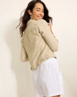 Tommy Bahama Two Palms Linen Raw-Edge Jacket-Women Jackets